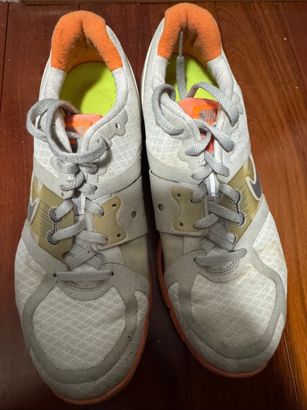 Nike Light Gray and Orange Running Sneakers